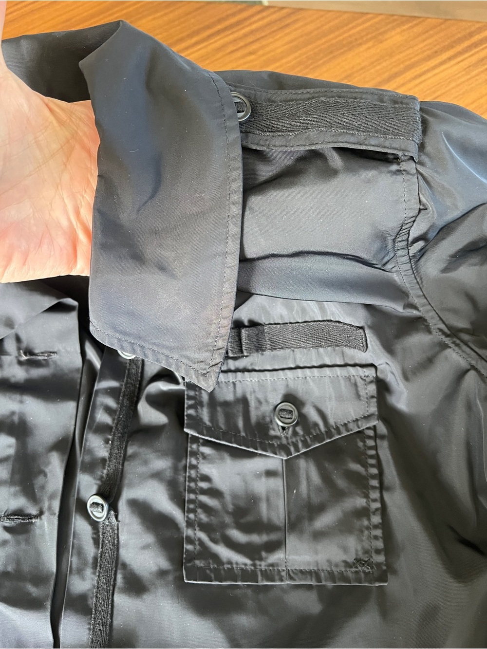 Elizabeth and James Bedford Jacket in shiny black military style Medium - Picture 3 of 7